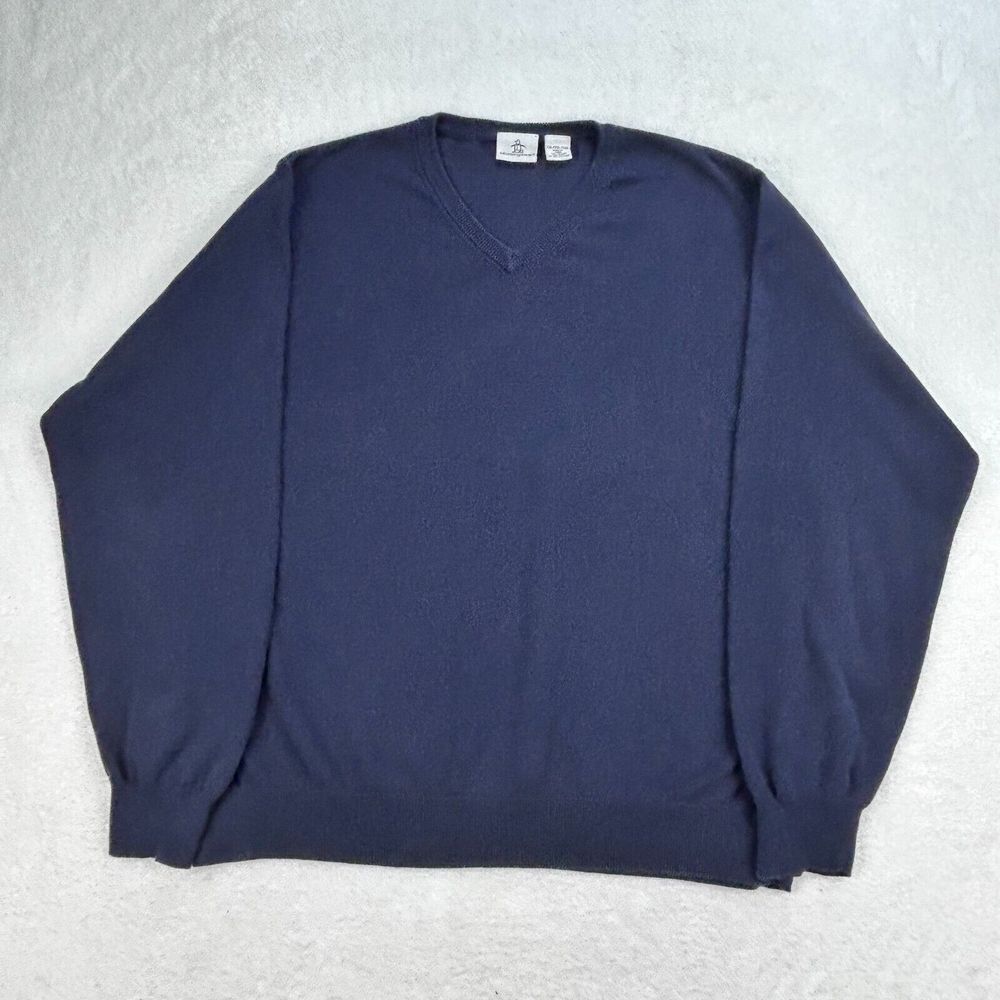 MunsingWear Penguin V Neck Pullover Sweater Men XXL Navy Blue Grandpa Core
